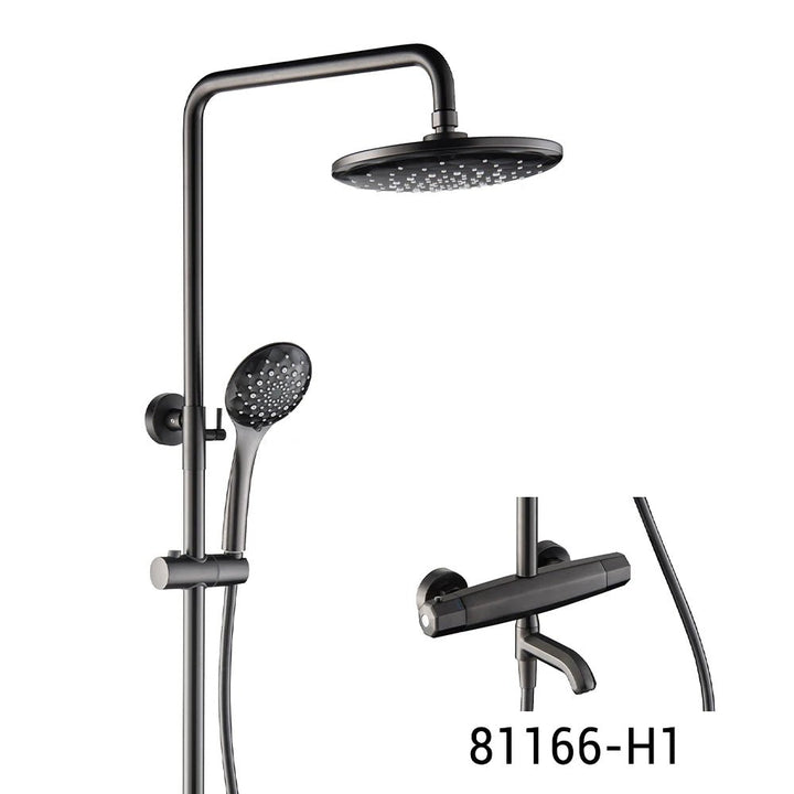 Bathroom Black Shower Set - Wall - Mounted Thermostatic 8" Adjustable - digital showerBathroomLux