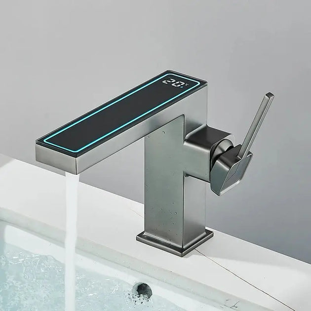 Bathroom Faucet with Temperature Display Water Mixer Tap with LED Light - bathroom, showers, thermostaticBathroomLux