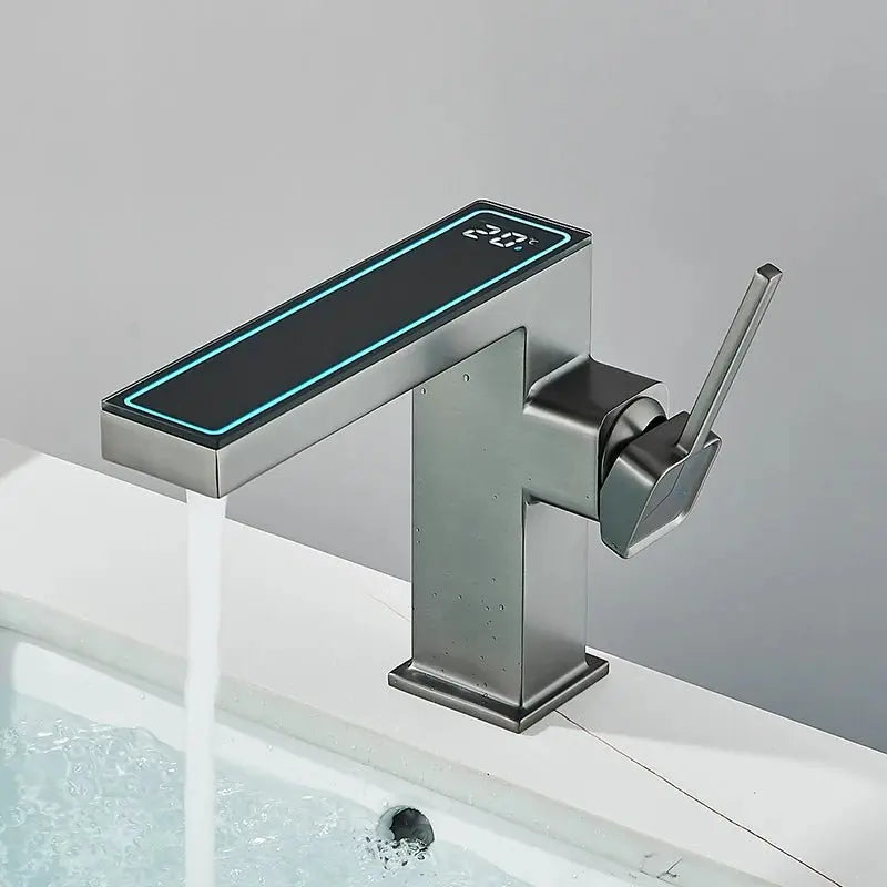Bathroom Faucet with Temperature Display Water Mixer Tap with LED Light - bathroom, showers, thermostaticBathroomLux
