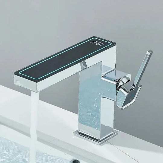 Bathroom Faucet with Temperature Display Water Mixer Tap with LED Light - bathroom, showers, thermostaticBathroomLux