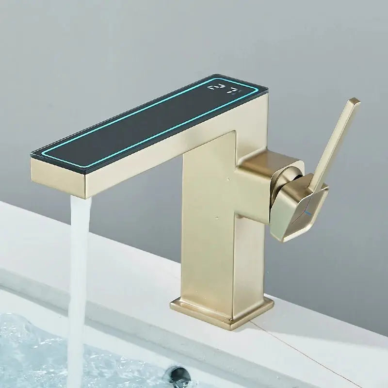 Bathroom Faucet with Temperature Display Water Mixer Tap with LED Light - bathroom, showers, thermostaticBathroomLux