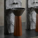 Black Artificial Stone Wash Basin with Wood Grain Stainless Steel Pedestal - Designer pedestal sink for bathroomBathroomLux