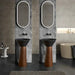 Black Artificial Stone Wash Basin with Wood Grain Stainless Steel Pedestal - Designer pedestal sink for bathroomBathroomLux