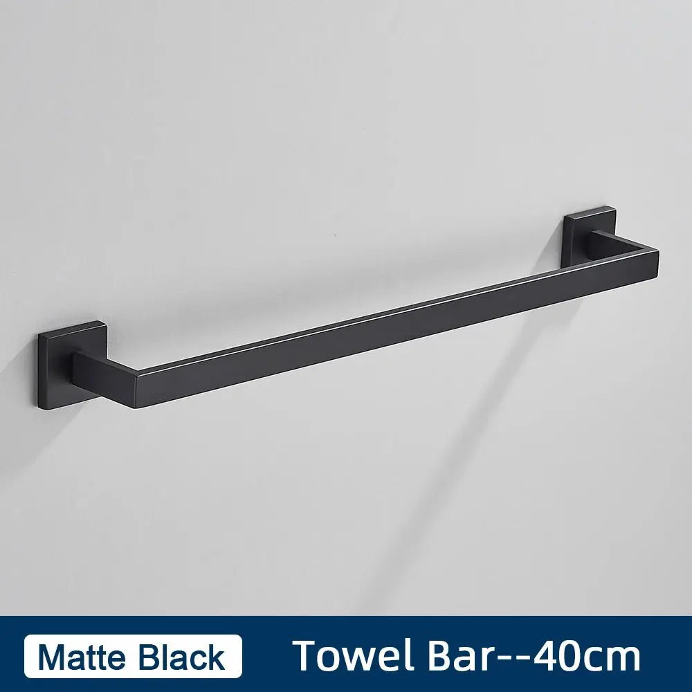 Black Bathroom Accessories Set Towel Bar Holder Hook - BathroomLux