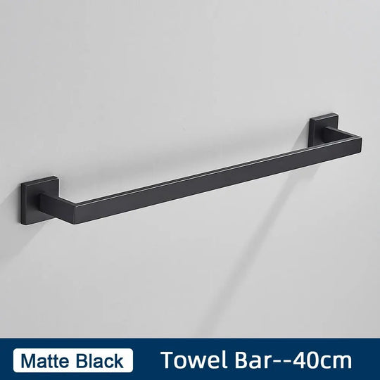 Black Bathroom Accessories Set Towel Bar Holder Hook - BathroomLux