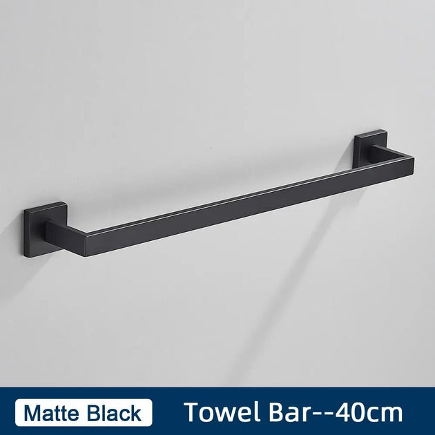 Black Bathroom Accessories Set Towel Bar Holder Hook - BathroomLux