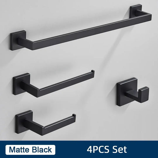 Black Bathroom Accessories Set Towel Bar Holder Hook - BathroomLux
