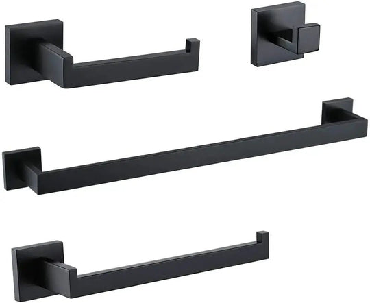 Black Bathroom Accessories Set Towel Bar Holder Hook - Bathroom Accessory SetsBathroomLux