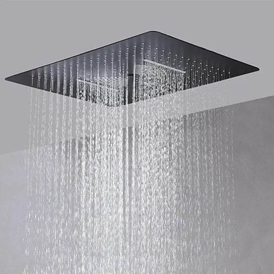 Black Ceiling - Mounted Thermostatic Shower System with Rain & Body Jets - recessed shower head with lightBathroomLux