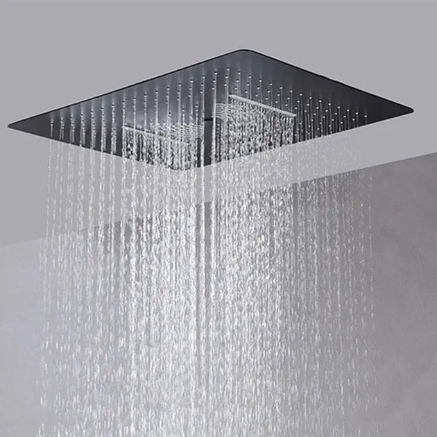 Black Ceiling - Mounted Thermostatic Shower System with Rain & Body Jets - recessed shower head with lightBathroomLux