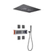 Black Ceiling - Mounted Thermostatic Shower System with Rain & Body Jets - recessed shower head with lightBathroomLux