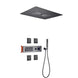 Black Ceiling - Mounted Thermostatic Shower System with Rain & Body Jets - recessed shower head with lightBathroomLux