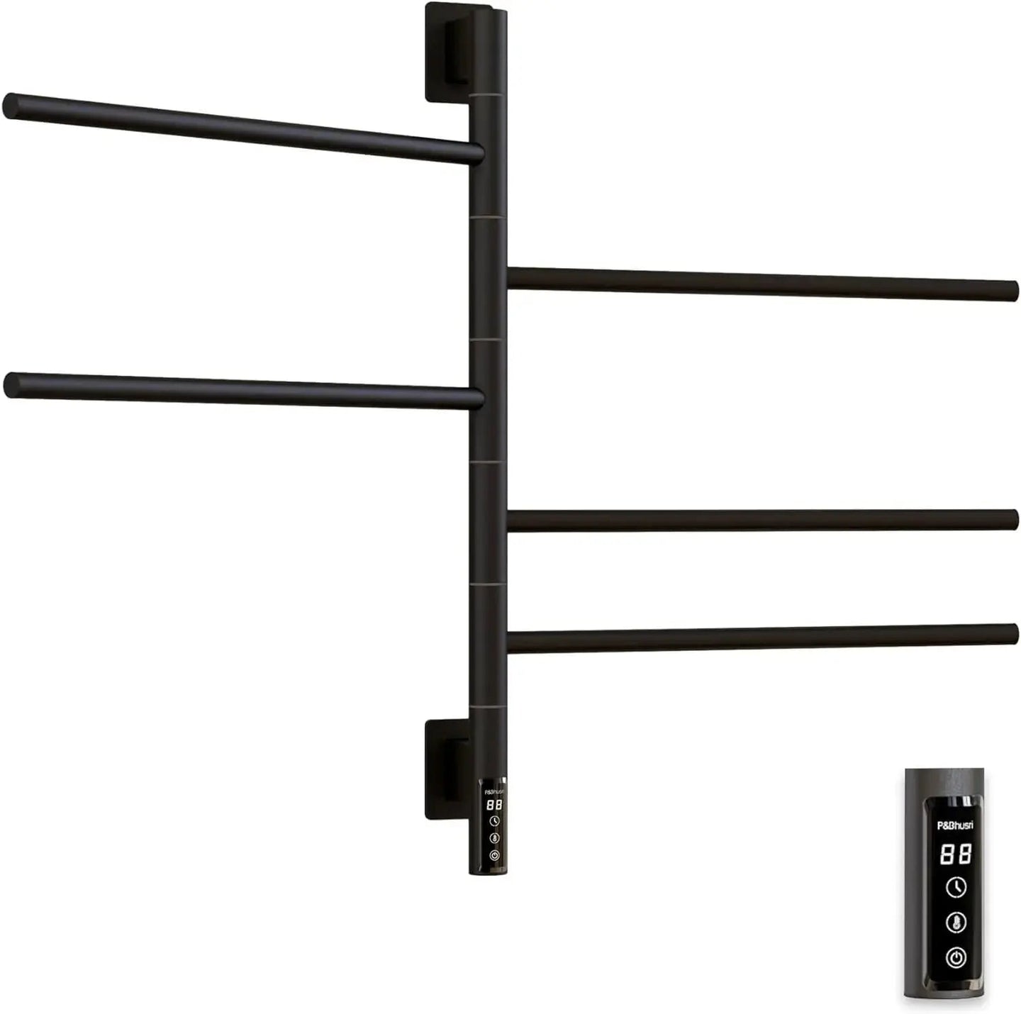 Black Electric Towel Warmer – Rotating Rack & Timer | Heat Your Towels Fast! - Quick heat towel rackBathroomLux