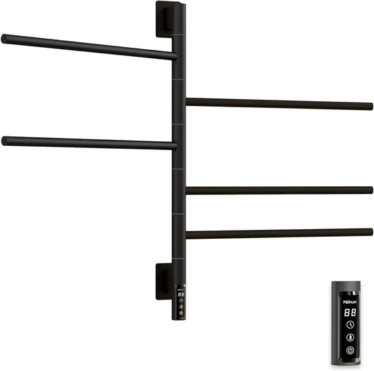 Black Electric Towel Warmer – Rotating Rack & Timer | Heat Your Towels Fast! - Quick heat towel rackBathroomLux