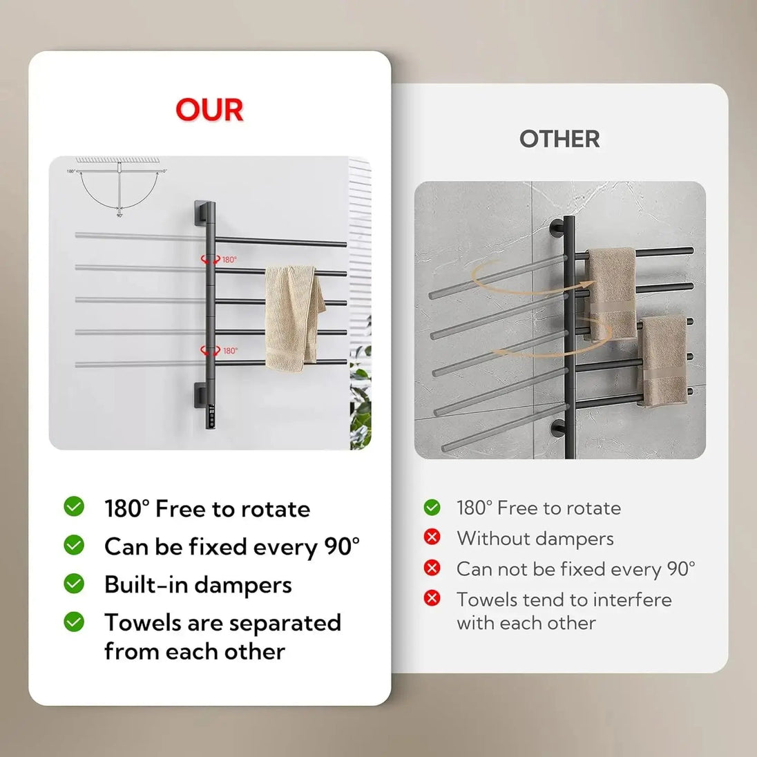 Black Electric Towel Warmer – Rotating Rack & Timer | Heat Your Towels Fast! - Quick heat towel rackBathroomLux