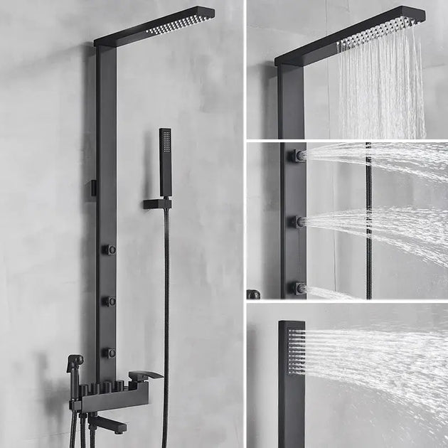 Black Rainfall Shower System Wall - Mount Faucet Kit with Bidet - BathroomLux