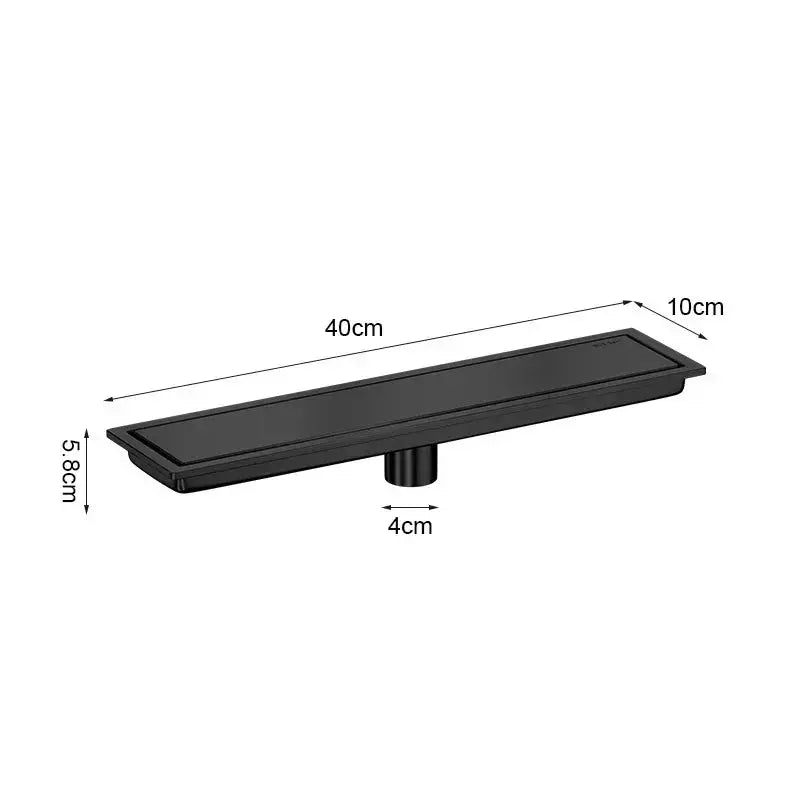 Black Rectangle Stainless Steel Linear Shower Drain – 20cm / 30cm / 40cm / 50cm / 60cm - 60cm Rectangle Stainless Steel Linear Shower DrainBathroomLux