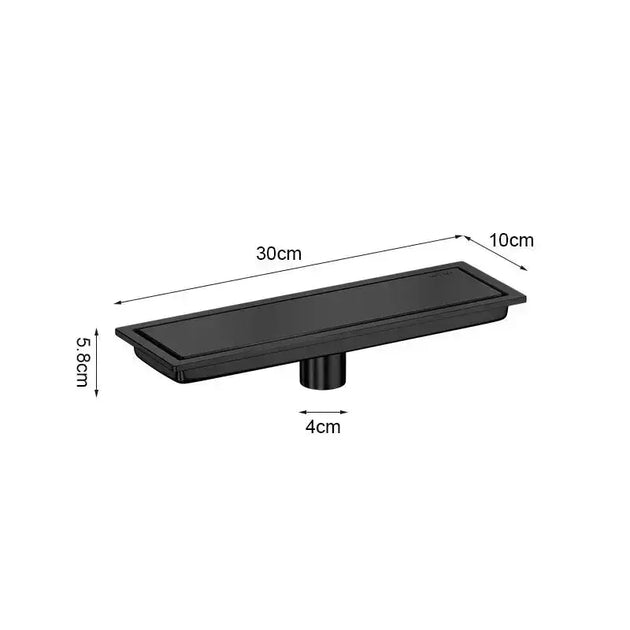 Black Rectangle Stainless Steel Linear Shower Drain – 20cm / 30cm / 40cm / 50cm / 60cm - 60cm Rectangle Stainless Steel Linear Shower DrainBathroomLux