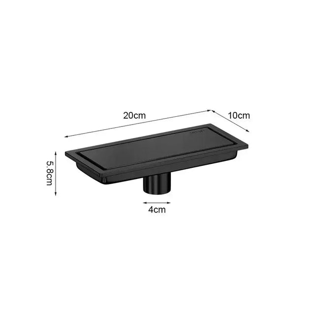 Black Rectangle Stainless Steel Linear Shower Drain – 20cm / 30cm / 40cm / 50cm / 60cm - 60cm Rectangle Stainless Steel Linear Shower DrainBathroomLux