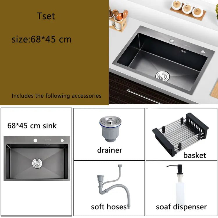 Black Stainless Steel Kitchen Sink – Undermount or Above Counter Basin - kitchen sinkBathroomLux