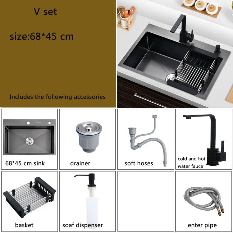 Black Stainless Steel Kitchen Sink – Undermount or Above Counter Basin - kitchen sinkBathroomLux