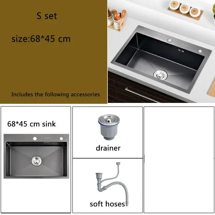 Black Stainless Steel Kitchen Sink – Undermount or Above Counter Basin - kitchen sinkBathroomLux