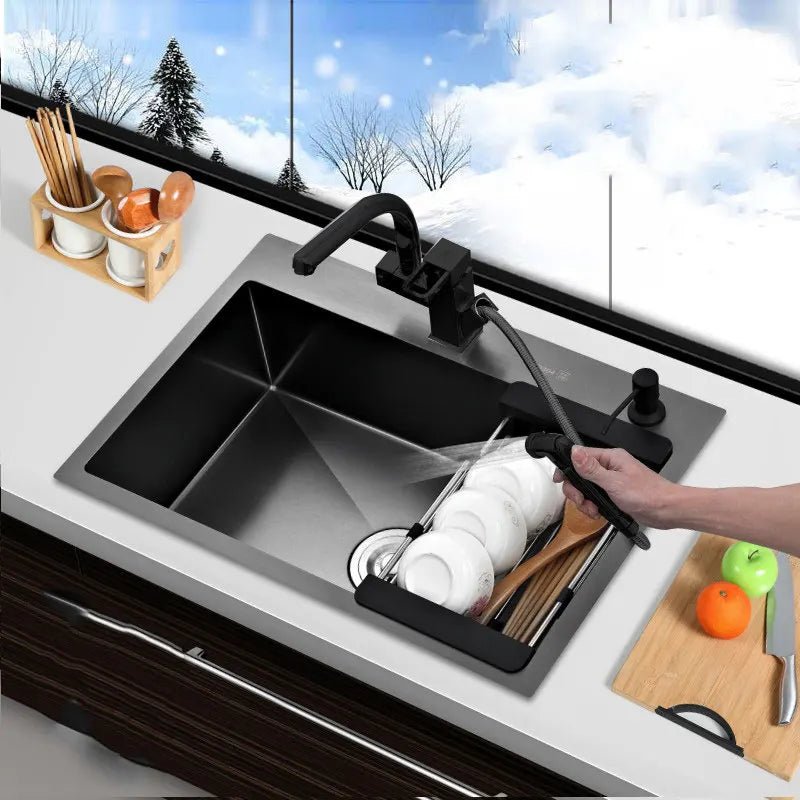 Black Stainless Steel Kitchen Sink – Undermount or Above Counter Basin - kitchen sinkBathroomLux