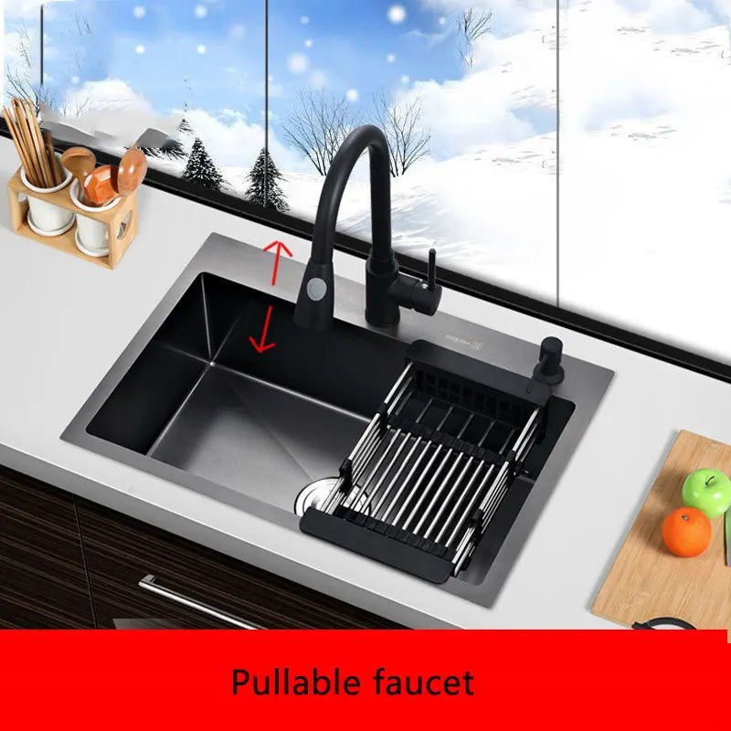 Black Stainless Steel Kitchen Sink – Undermount or Above Counter Basin - kitchen sinkBathroomLux