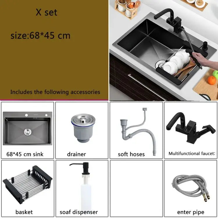 Black Stainless Steel Kitchen Sink – Undermount or Above Counter Basin - kitchen sinkBathroomLux