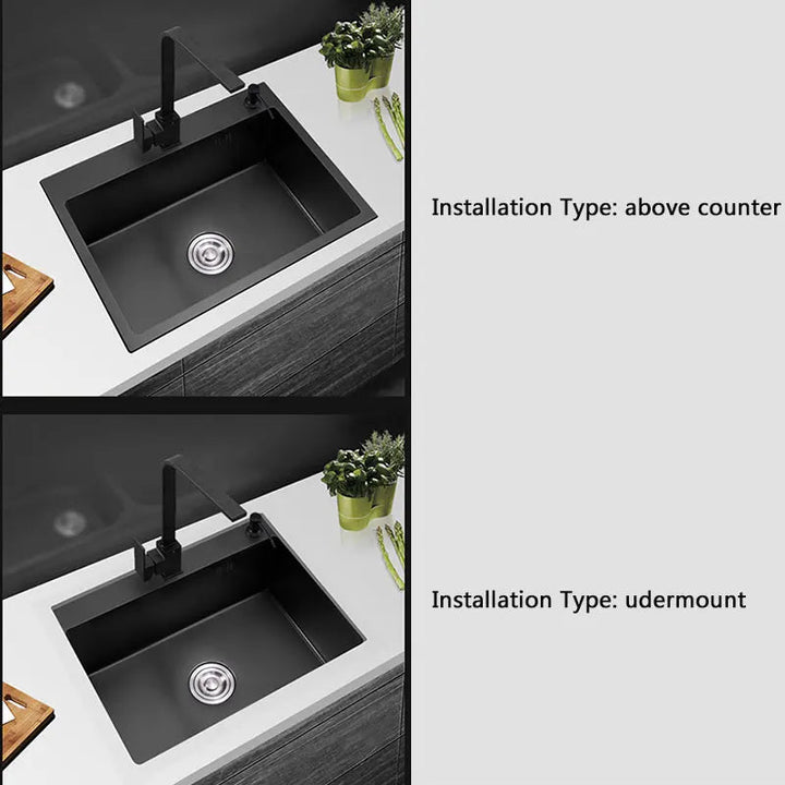 Black Stainless Steel Kitchen Sink – Undermount or Above Counter Basin - kitchen sinkBathroomLux