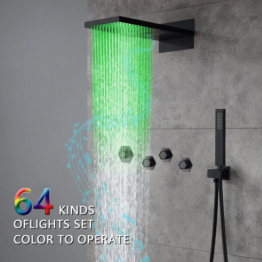 Bluetooth Thermostatic Rain Shower System Set – Solid Brass - thermostatic rain showerBathroomLux