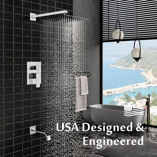 Brass Concealed Shower Mixer – Luxury Bath & Rain Set - Concealed Rain Shower SystemBathroomLux