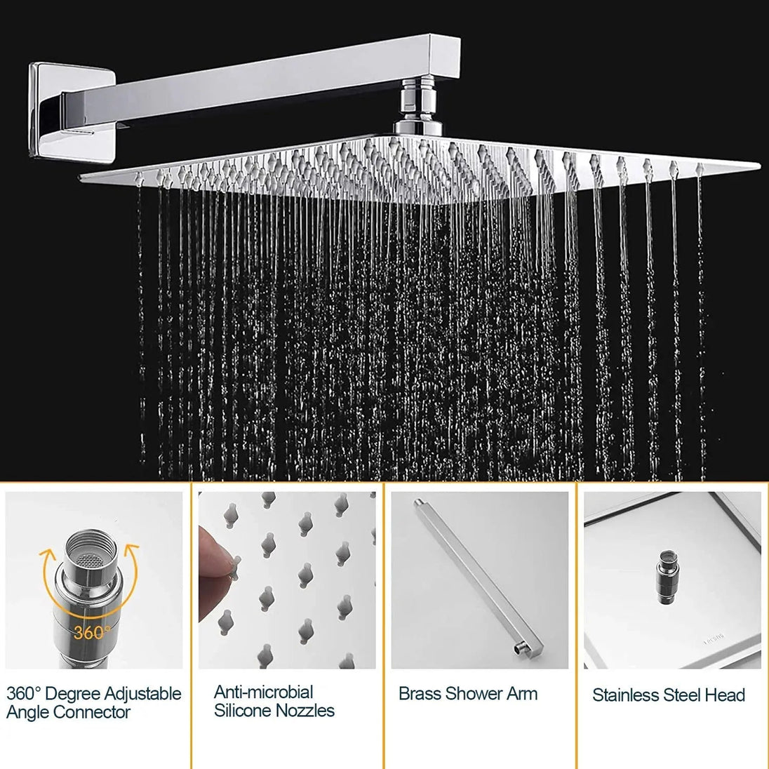 Brass Concealed Shower Mixer – Luxury Bath & Rain Set - Concealed Rain Shower SystemBathroomLux