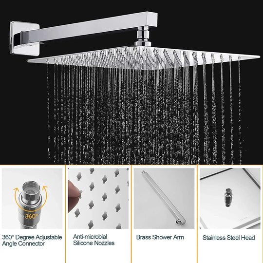 Brass Concealed Shower Mixer – Luxury Bath & Rain Set - Concealed Rain Shower SystemBathroomLux