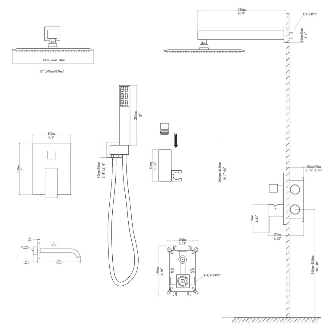 Brass Concealed Shower Mixer – Luxury Bath & Rain Set - Concealed Rain Shower SystemBathroomLux