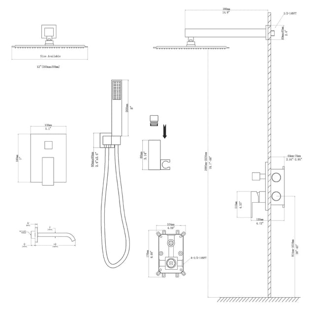 Brass Concealed Shower Mixer – Luxury Bath & Rain Set - Concealed Rain Shower SystemBathroomLux
