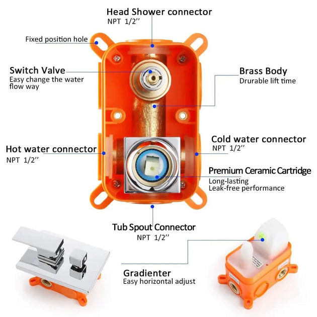 Brass Concealed Shower Mixer – Luxury Bath & Rain Set - Concealed Rain Shower SystemBathroomLux