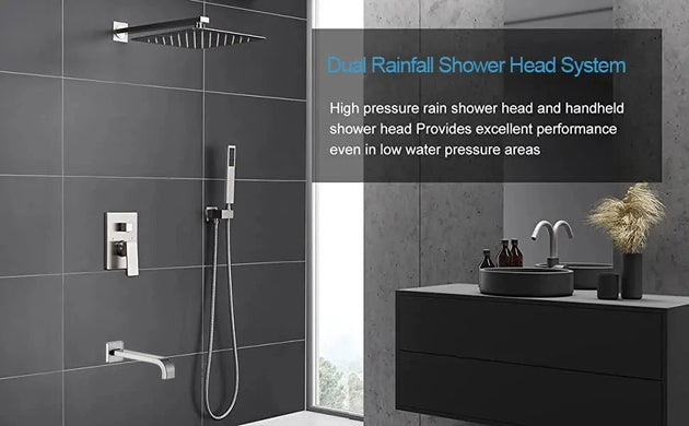 Brass Concealed Shower Mixer – Luxury Bath & Rain Set - Concealed Rain Shower SystemBathroomLux