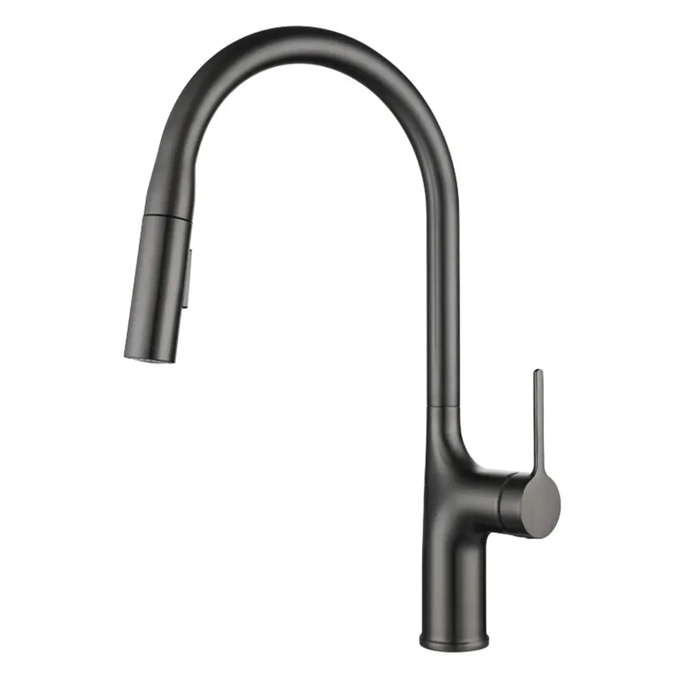 Brass Deck - Mounted Kitchen Faucet Pull - Out Single Handle and Dual Function - Kitchen Faucet Pull - OutBathroomLux