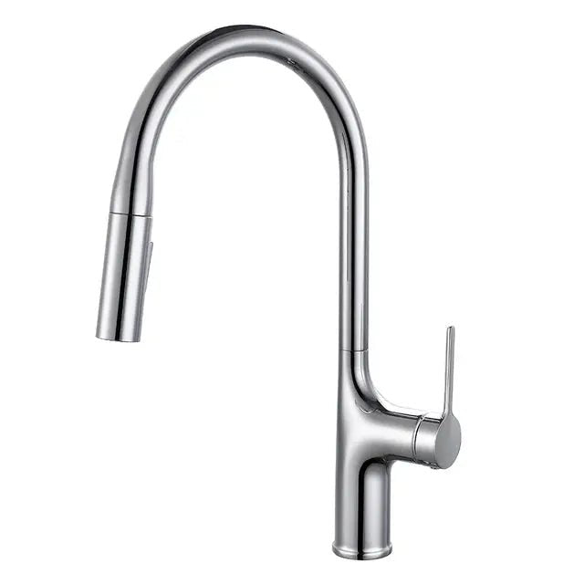 Brass Deck - Mounted Kitchen Faucet Pull - Out Single Handle and Dual Function - Kitchen Faucet Pull - OutBathroomLux