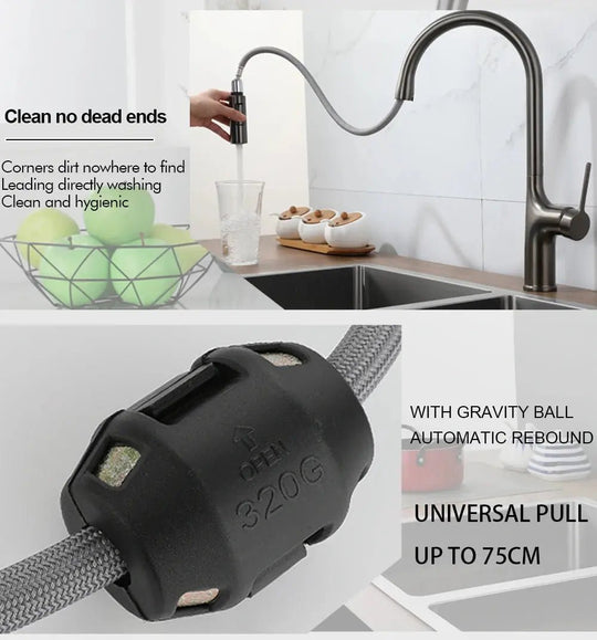 Brass Deck - Mounted Kitchen Faucet Pull - Out Single Handle and Dual Function - Kitchen Faucet Pull - OutBathroomLux