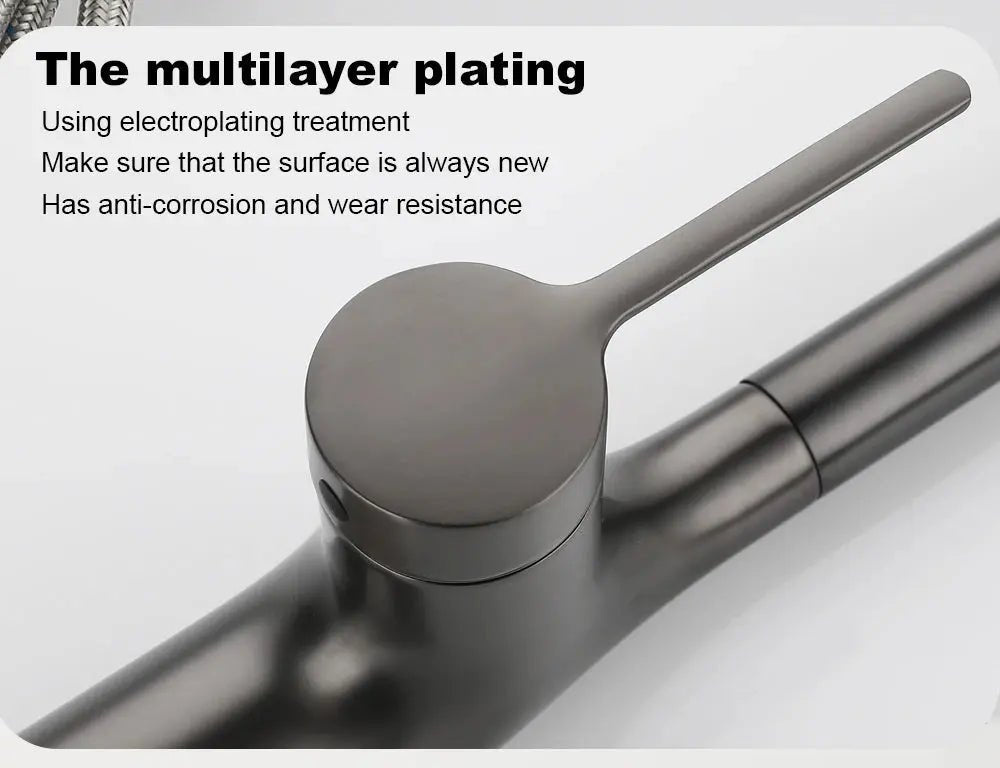 Brass Deck - Mounted Kitchen Faucet Pull - Out Single Handle and Dual Function - Kitchen Faucet Pull - OutBathroomLux