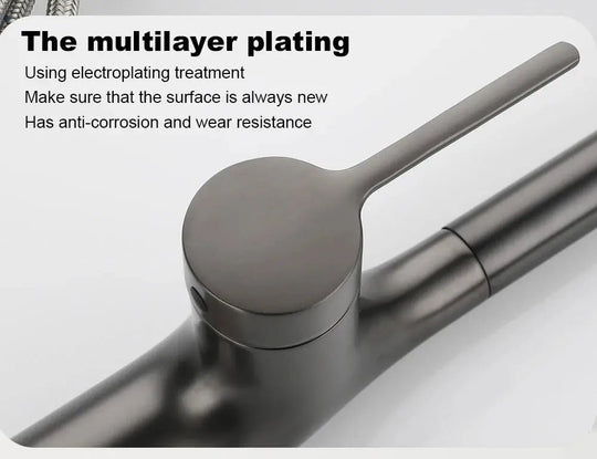 Brass Deck - Mounted Kitchen Faucet Pull - Out Single Handle and Dual Function - Kitchen Faucet Pull - OutBathroomLux