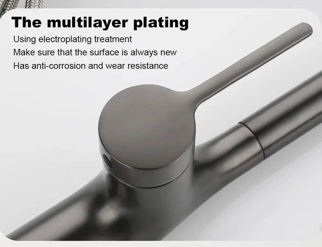 Brass Deck - Mounted Kitchen Faucet Pull - Out Single Handle and Dual Function - Kitchen Faucet Pull - OutBathroomLux