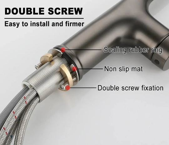 Brass Deck - Mounted Kitchen Faucet Pull - Out Single Handle and Dual Function - Kitchen Faucet Pull - OutBathroomLux