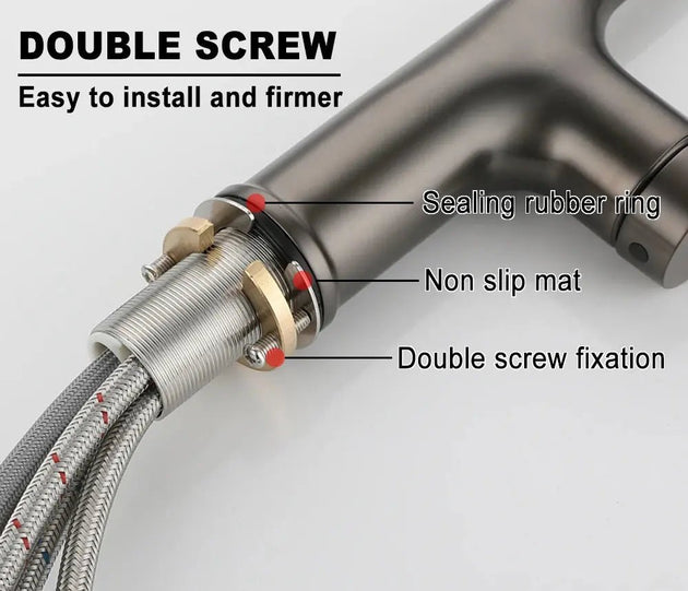 Brass Deck - Mounted Kitchen Faucet Pull - Out Single Handle and Dual Function - Kitchen Faucet Pull - OutBathroomLux