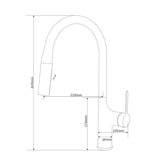 Brass Deck - Mounted Kitchen Faucet Pull - Out Single Handle and Dual Function - Kitchen Faucet Pull - OutBathroomLux