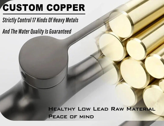 Brass Deck - Mounted Kitchen Faucet Pull - Out Single Handle and Dual Function - Kitchen Faucet Pull - OutBathroomLux