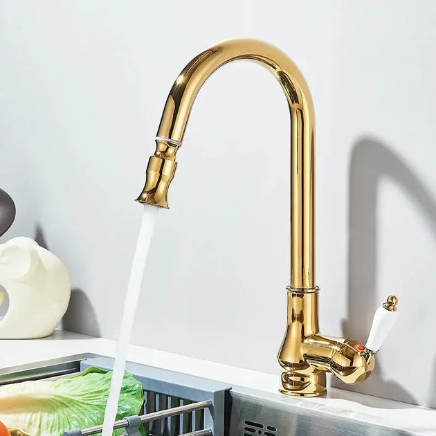 Brass Kitchen Tap – Sensor Mode, Single Handle Hot & Cold, Pull - Out Spout - Touchless Brass Kitchen Tap – Sensor ModeBathroomLux