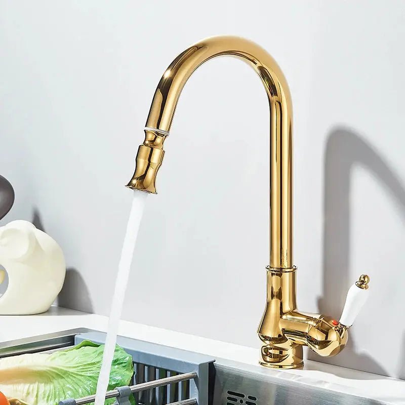 Brass Kitchen Tap – Sensor Mode, Single Handle Hot & Cold, Pull - Out Spout - Touchless Brass Kitchen Tap – Sensor ModeBathroomLux